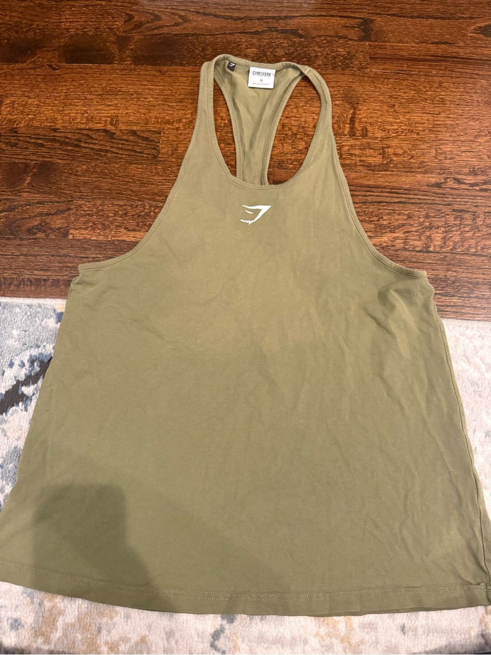 Men’s Gymshark critical stinger tank in olive green size medium